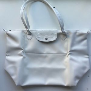 Ultra RARE LIMITED EDITION solid bright white Longchamp Pilage tote 🤍 NWT